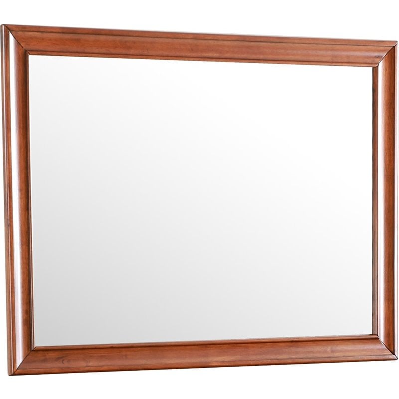 Maklaine Transitional Manufactured Wood Frame Mirror in Oak Stain
