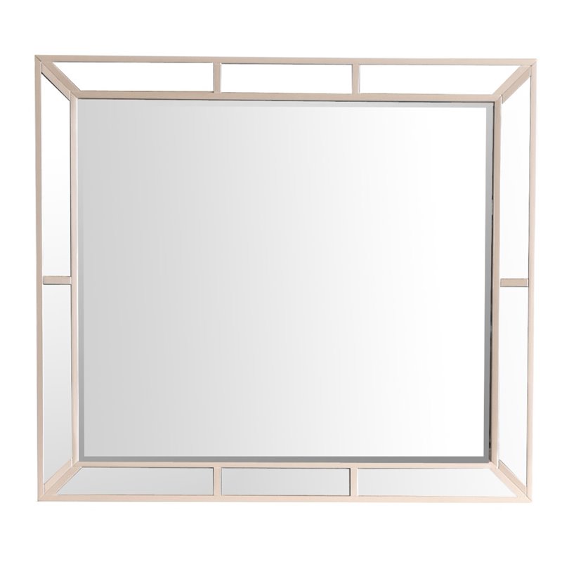 Maklaine Contemporary Engineered Wood Frame Mirror in Pearl Finish