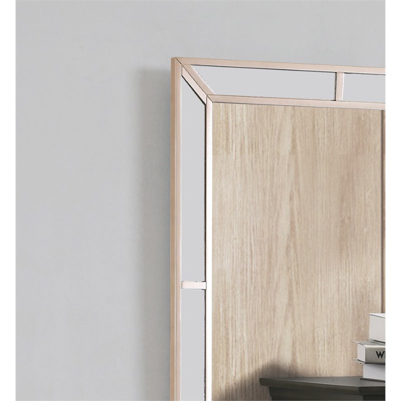 Maklaine Contemporary Engineered Wood Frame Mirror in Pearl Finish