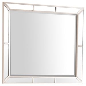 Maklaine Contemporary Engineered Wood Frame Mirror in Pearl Finish