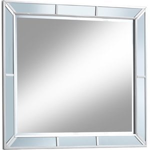 Maklaine Contemporary Engineered Wood Frame Mirror in Silver Champagne