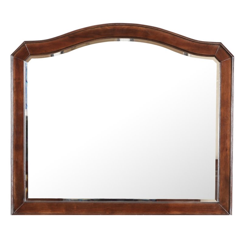 Maklaine Transitional Engineered Wood Frame Mirror in Cappuccino