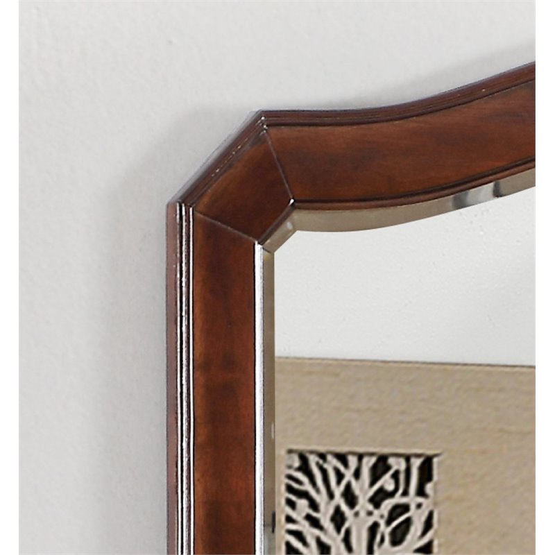 Maklaine Transitional Engineered Wood Frame Mirror in Cappuccino