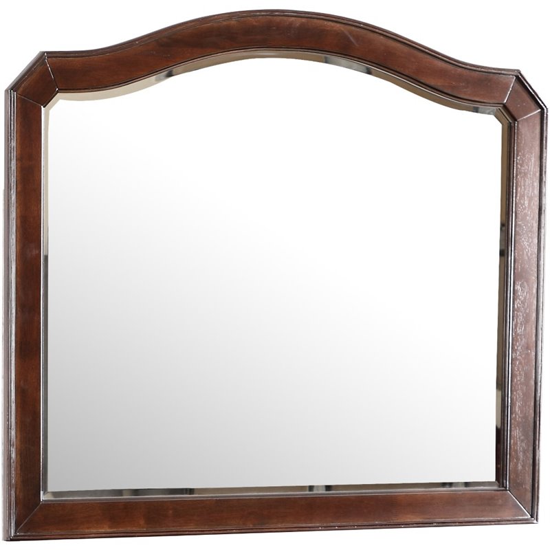 Maklaine Transitional Engineered Wood Frame Mirror in Cappuccino