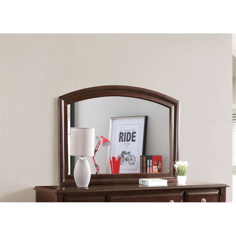 Maklaine Transitional Engineered Wood Frame Mirror in Cappuccino