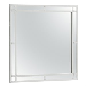 Maklaine Contemporary Wood Frame Mirror in Silver Champagne Finish