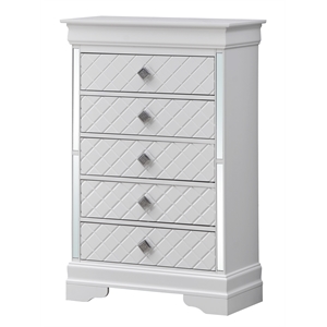 Maklaine Contemporary Wood 5 English Dovetailed Drawers Chest in White