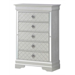 Maklaine Contemporary Wood Frame 5 Drawer Chest in Silver Champagne