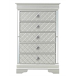 Maklaine Contemporary Wood Frame 5 Drawer Chest in Silver Champagne