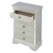 Maklaine Contemporary Wood Frame 5 Drawer Chest in Silver Champagne