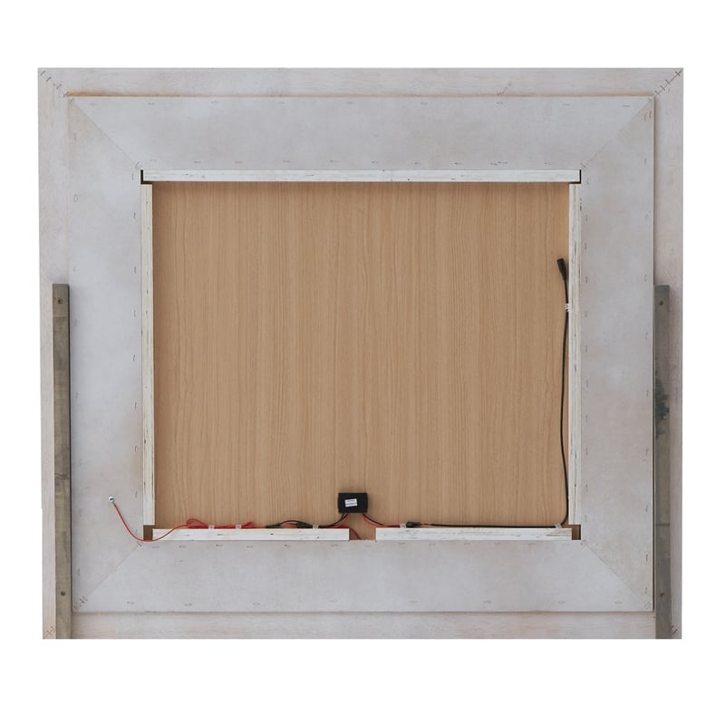 Maklaine Contemporary Wood Veneer Frame Mirror in White Finish