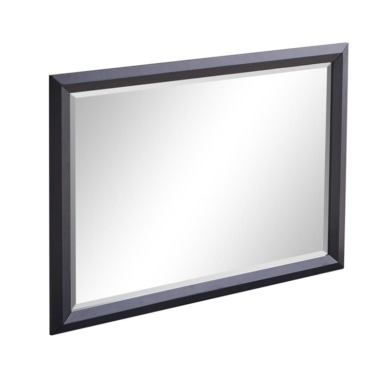 Maklaine Contemporary Contemporary Wood Veneer & Glass Mirror in Black