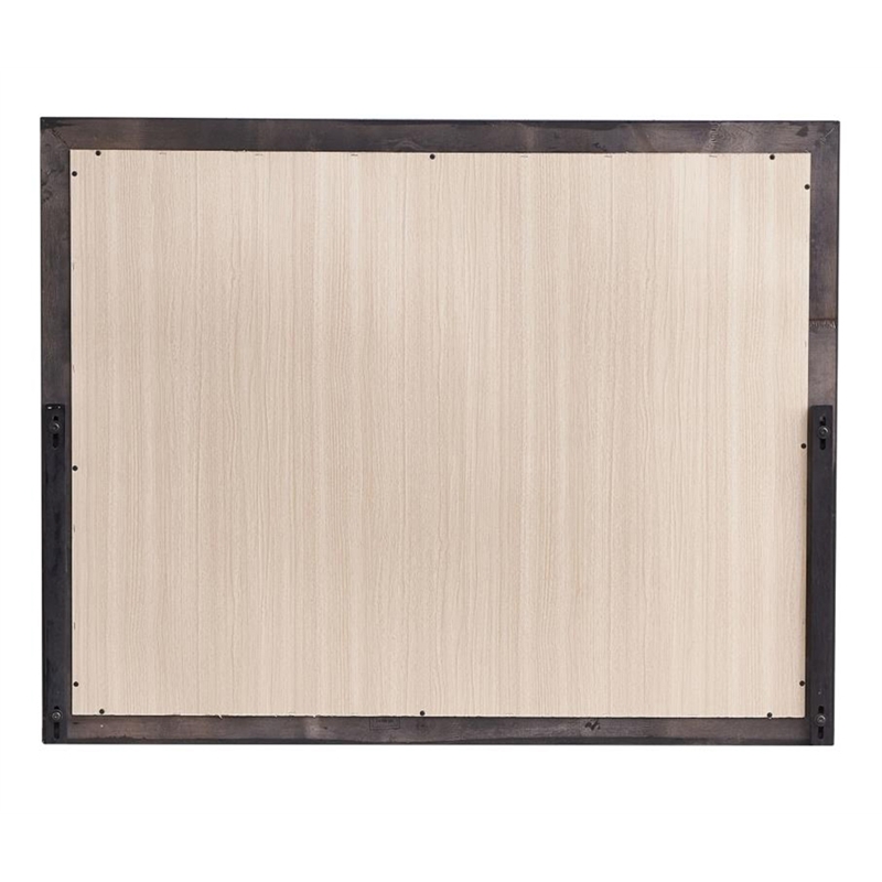 Maklaine Contemporary Contemporary Wood Veneer & Glass Mirror in Black