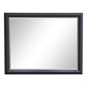 Maklaine Contemporary Contemporary Wood Veneer & Glass Mirror in Black