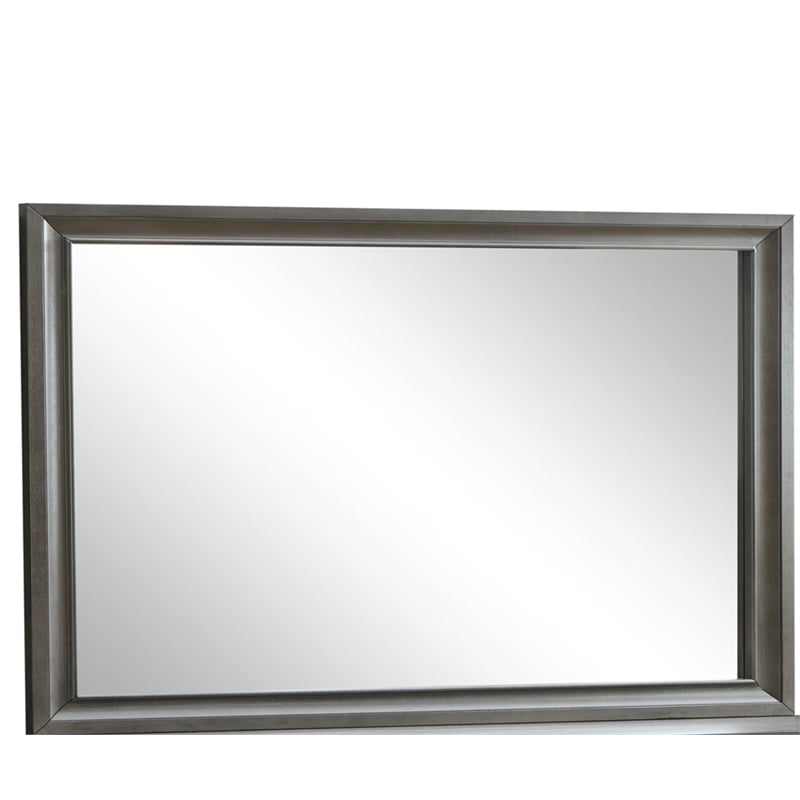 Maklaine Contemporary Wood Frame Mirror in Laminate Gray Finish