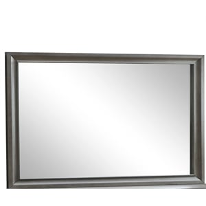 Maklaine Contemporary Wood Frame Mirror in Laminate Gray Finish
