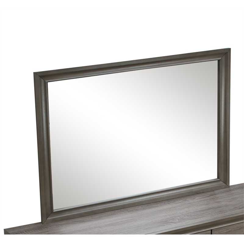 Maklaine Contemporary Wood Frame Mirror in Laminate Gray Finish