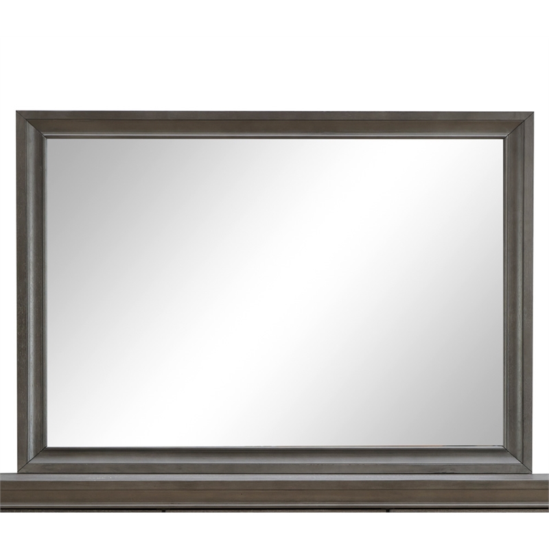Maklaine Contemporary Wood Frame Mirror in Laminate Gray Finish