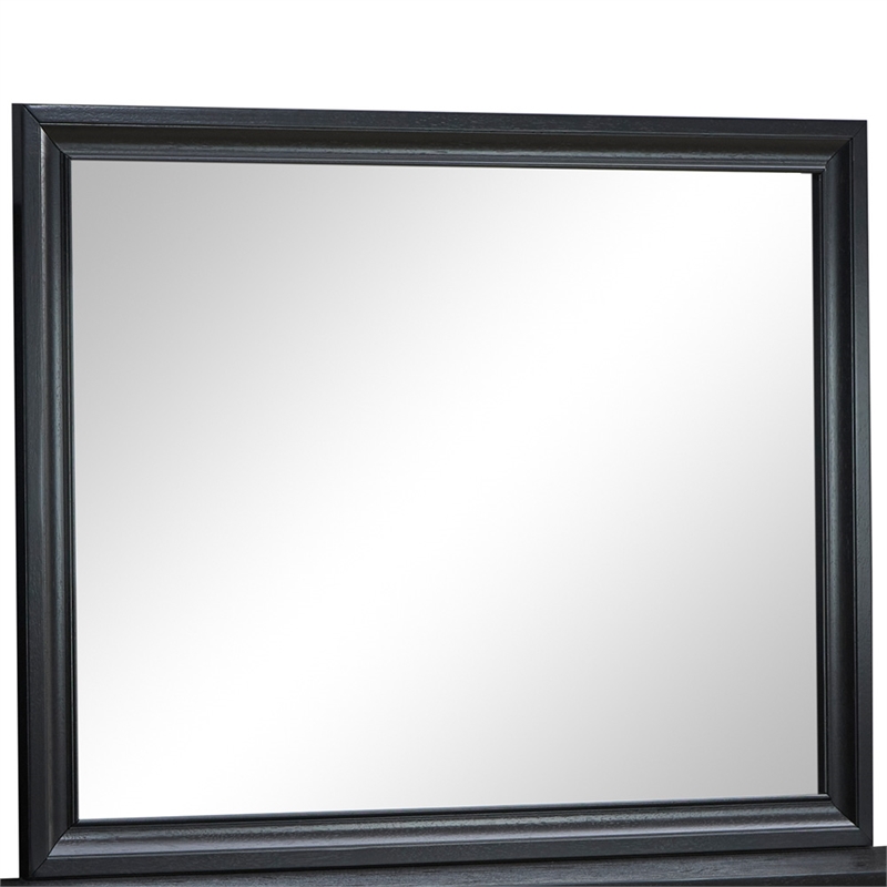 Maklaine Contemporary Wood Frame Mirror in Laminate Black Finish