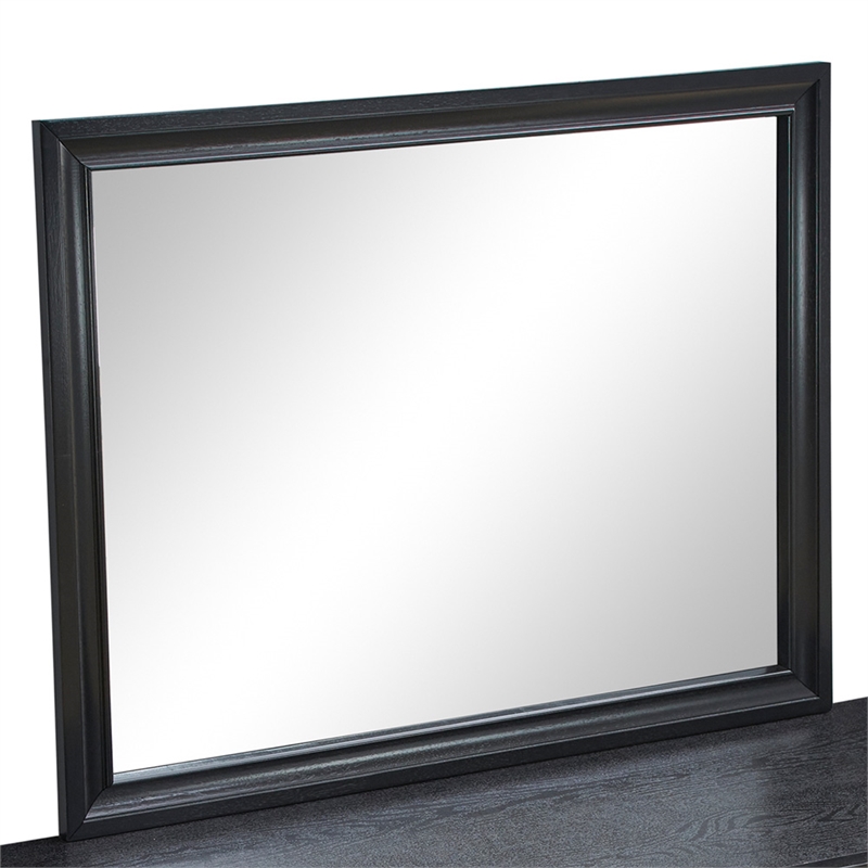 Maklaine Contemporary Wood Frame Mirror in Laminate Black Finish