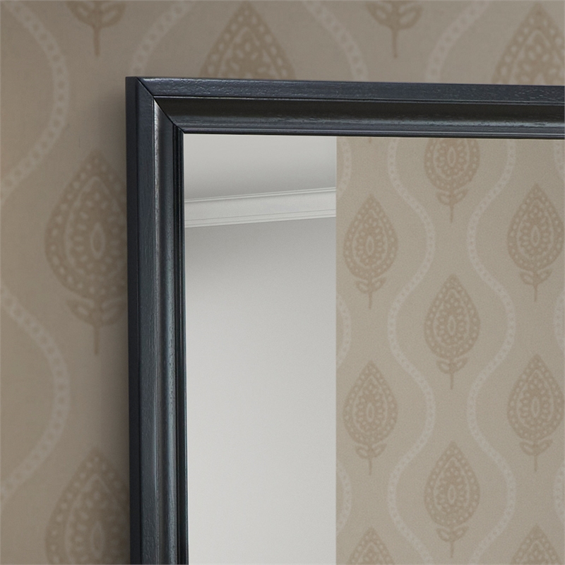 Maklaine Contemporary Wood Frame Mirror in Laminate Black Finish
