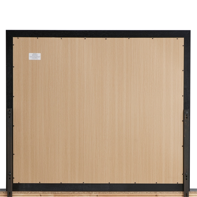 Maklaine Contemporary Wood Frame Mirror in Laminate Black Finish