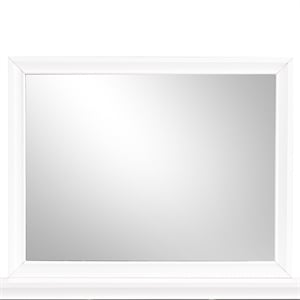 Maklaine Contemporary Wood Frame Mirror in Laminate White Finish