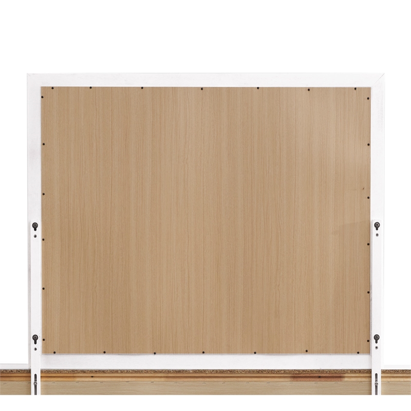 Maklaine Contemporary Wood Frame Mirror in Laminate White Finish