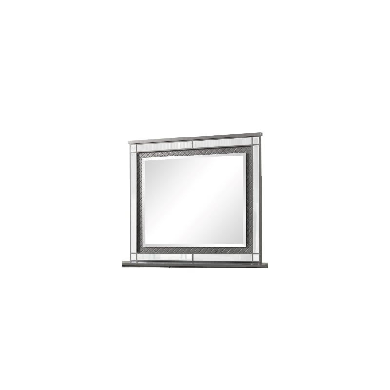 Maklaine Contemporary Wood Frame Mirror Gunmetal in Gray and Mirror