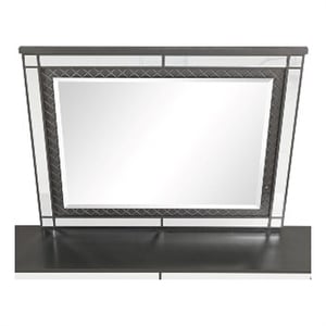 Maklaine Contemporary Wood Frame Mirror Gunmetal in Gray and Mirror