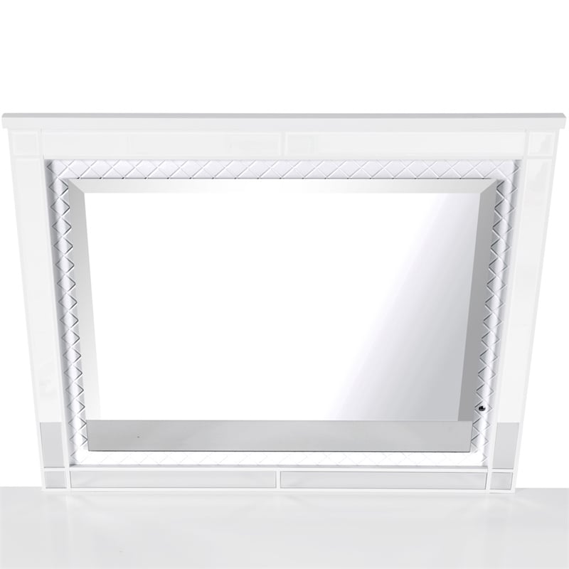 Maklaine Contemporary Wood Trim Frame Mirror in White Finish