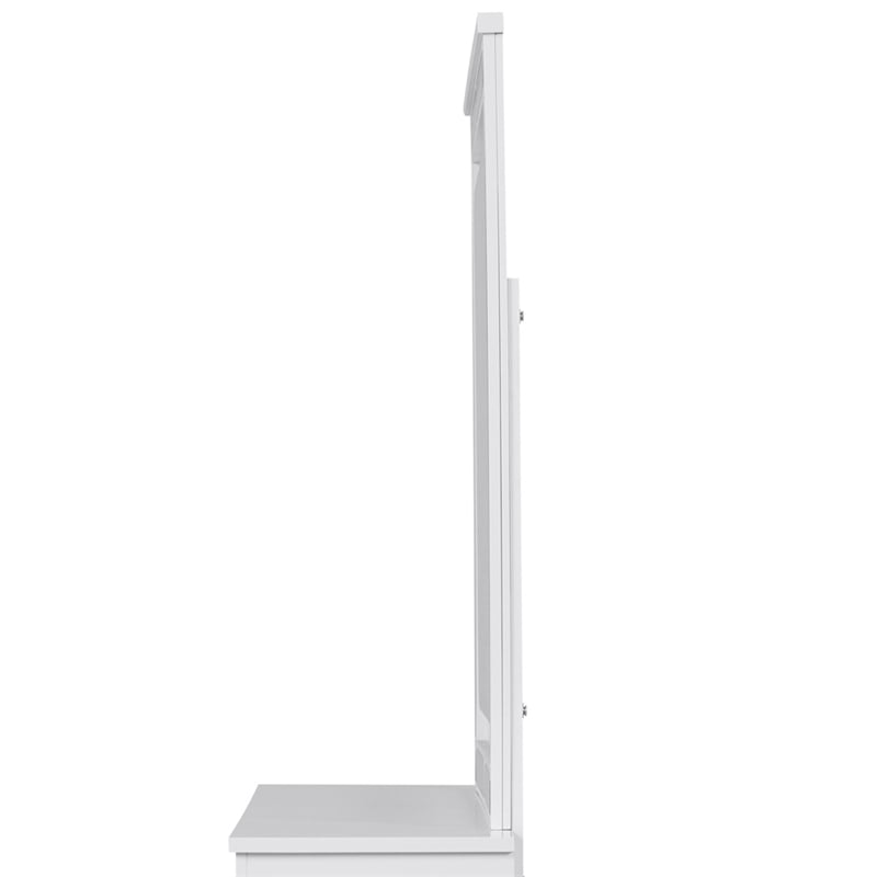 Maklaine Contemporary Wood Trim Frame Mirror in White Finish