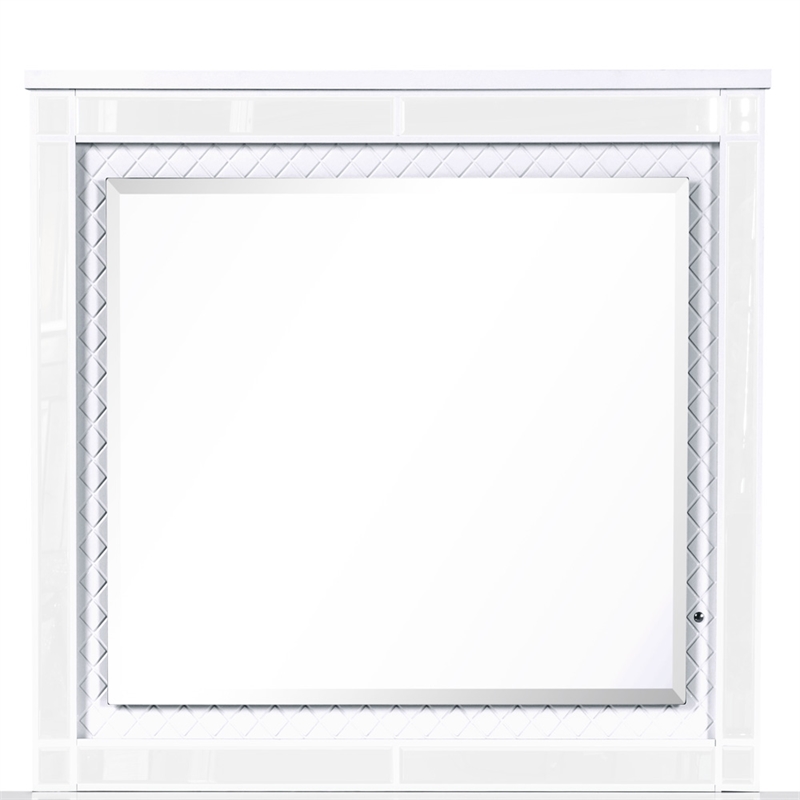 Maklaine Contemporary Wood Trim Frame Mirror in White Finish