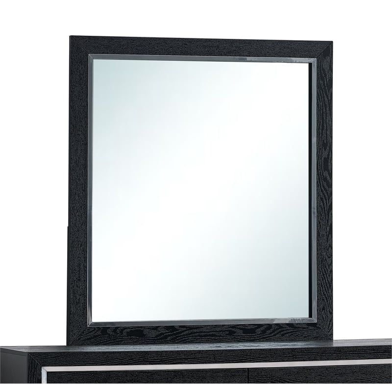 Maklaine Contemporary Wood Frame Mirror in Bold Black Finish