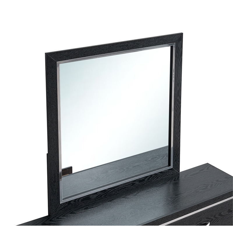 Maklaine Contemporary Wood Frame Mirror in Bold Black Finish