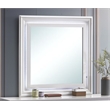 Maklaine Contemporary Wood Frame Mirror Pearl in White Finish