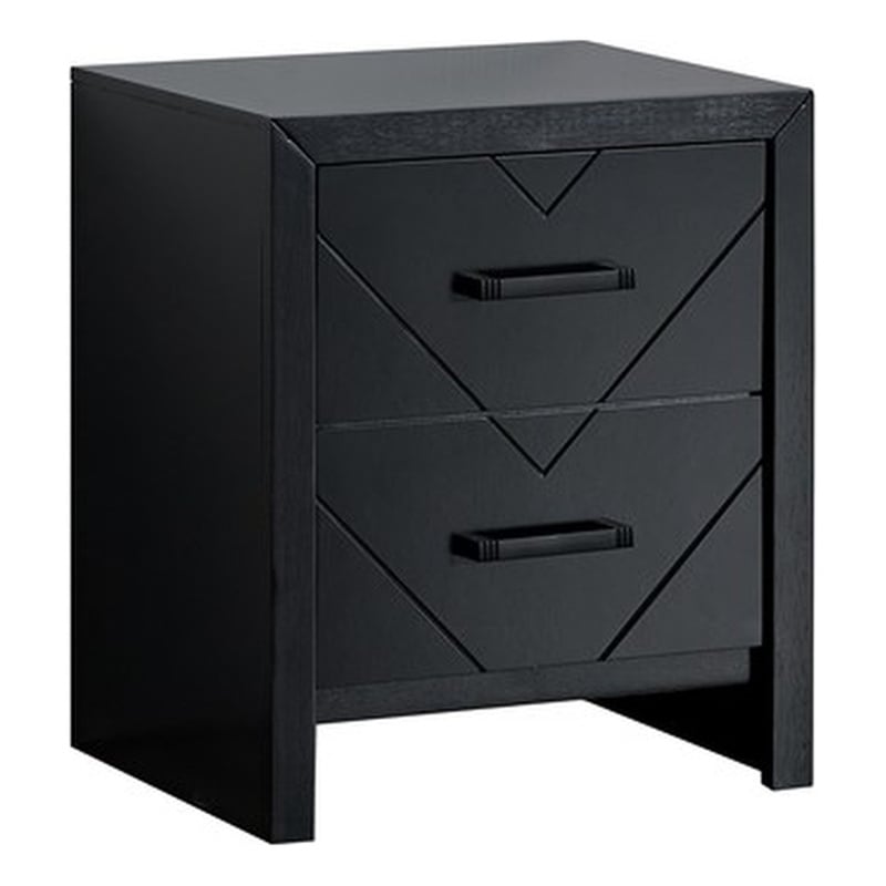 Maklaine Contemporary 2 Drawer Wooden Nightstand in Black Finish