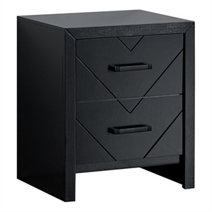 Maklaine Contemporary 2 Drawer Wooden Nightstand in Black Finish