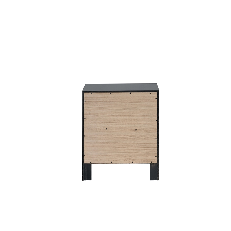 Maklaine Contemporary 2 Drawer Wooden Nightstand in Black Finish