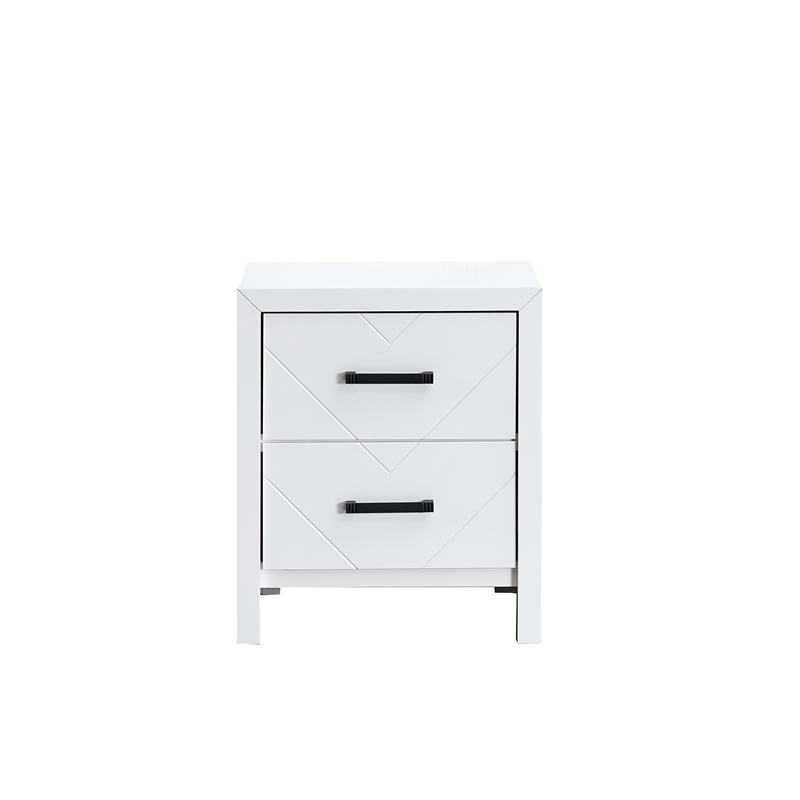 Maklaine Contemporary 2 Drawer Wooden Nightstand in White Finish