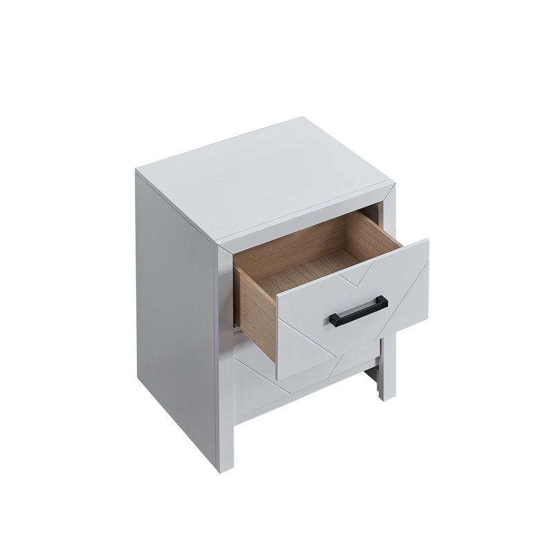 Maklaine Contemporary 2 Drawer Wooden Nightstand in White Finish