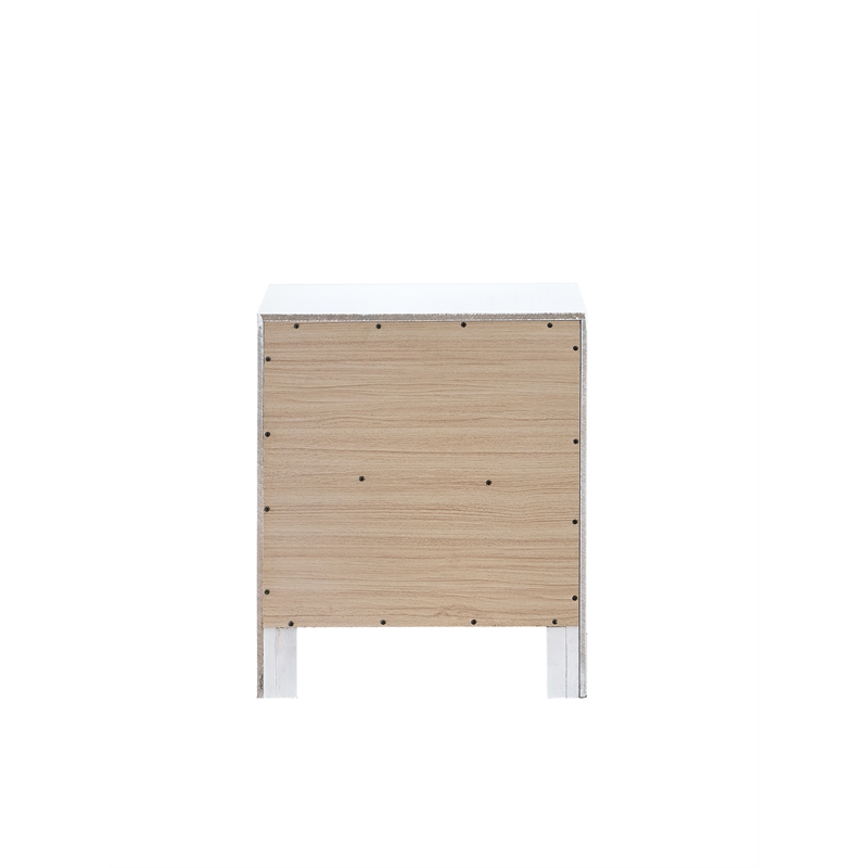 Maklaine Contemporary 2 Drawer Wooden Nightstand in White Finish