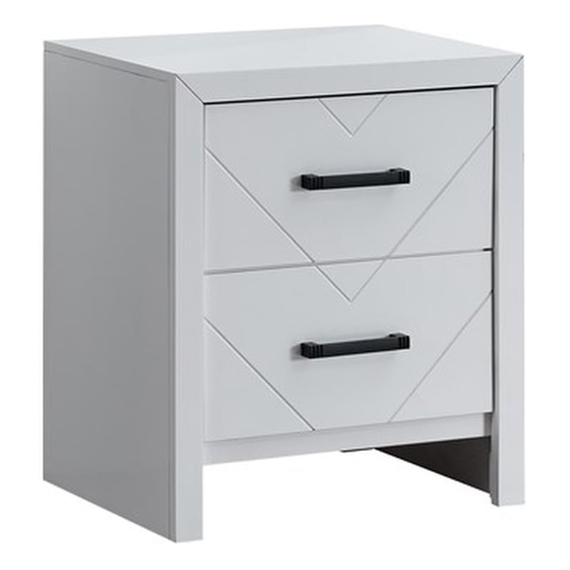 Maklaine Contemporary 2 Drawer Wooden Nightstand in White Finish