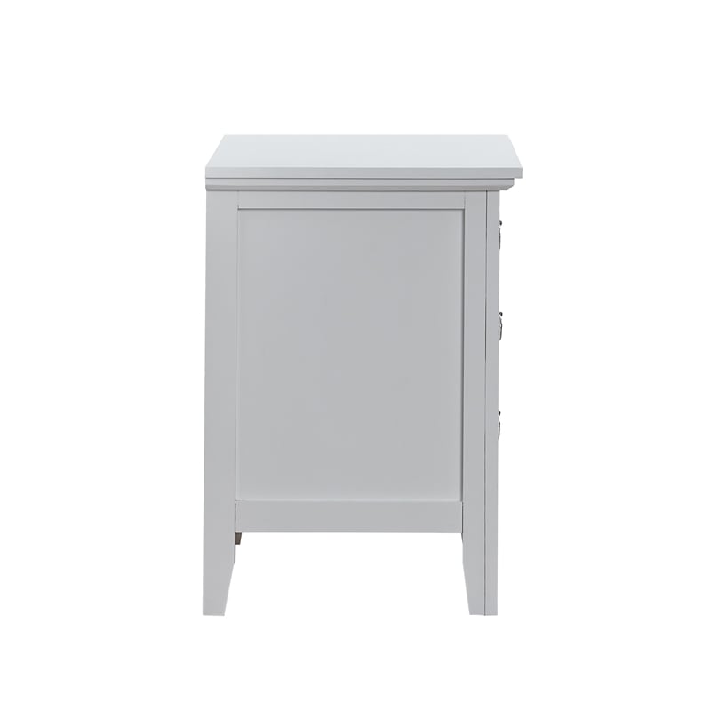 Maklaine Transitional Wood Frame 3 Drawer Nightstand in White