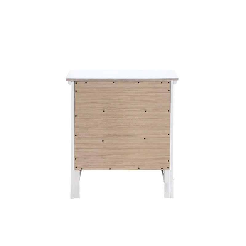 Maklaine Transitional Wood Frame 3 Drawer Nightstand in White