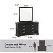 Maklaine Transitional Wood 6-Drawer Dresser with Mirror in Black