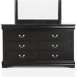 Maklaine Transitional Wood 6-Drawer Dresser with Mirror in Black