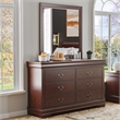 Maklaine Transitional Wood 6-Drawer Dresser with Mirror in Cherry