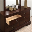Maklaine Transitional Wood 6-Drawer Dresser with Mirror in Cherry