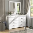 Maklaine Transitional Wood 6-Drawer Dresser with Mirror in White